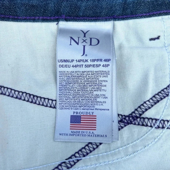 NYDJ Barbara Bootcut High Rise Studded Rhinestone Back Pocket Jeans Size 14P - Picture 10 of 12